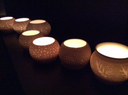 Carved porcelain lanterns